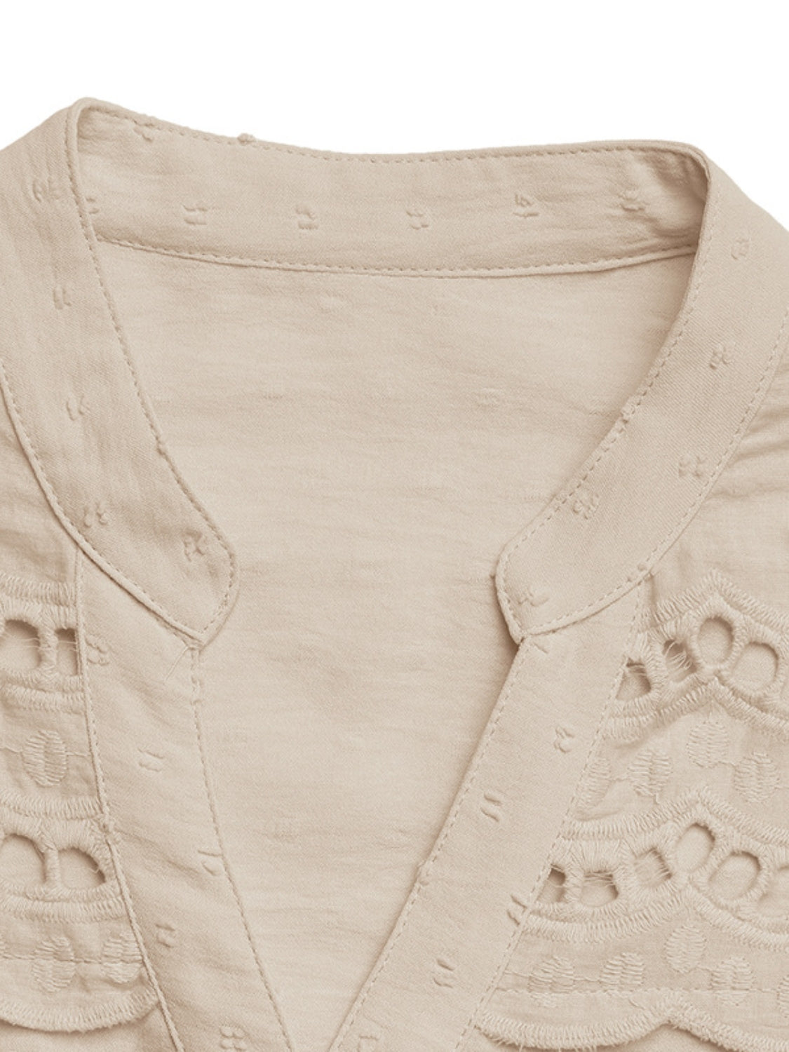 Swiss Dot Cutout Button Down Shirt - felvior
