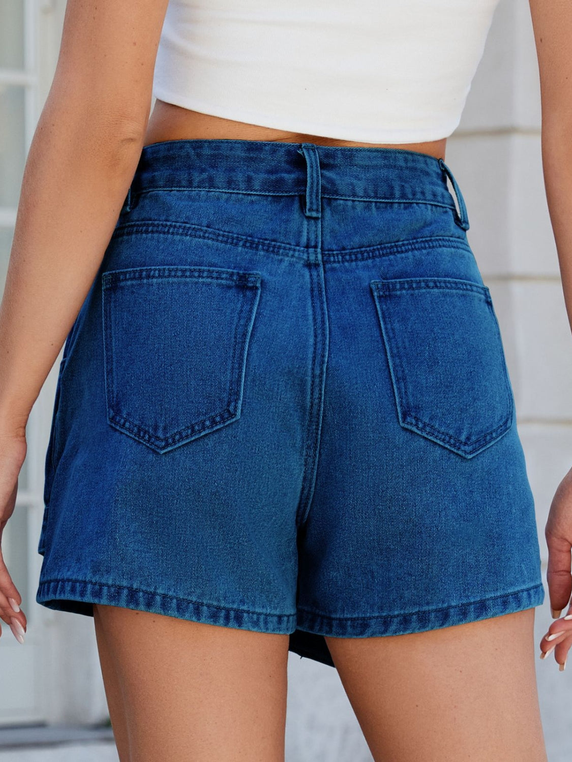 Asymmetrical Denim Skort with Pockets - felvior