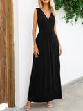 Surplice Neck Sleeveless Maxi Dress - felvior