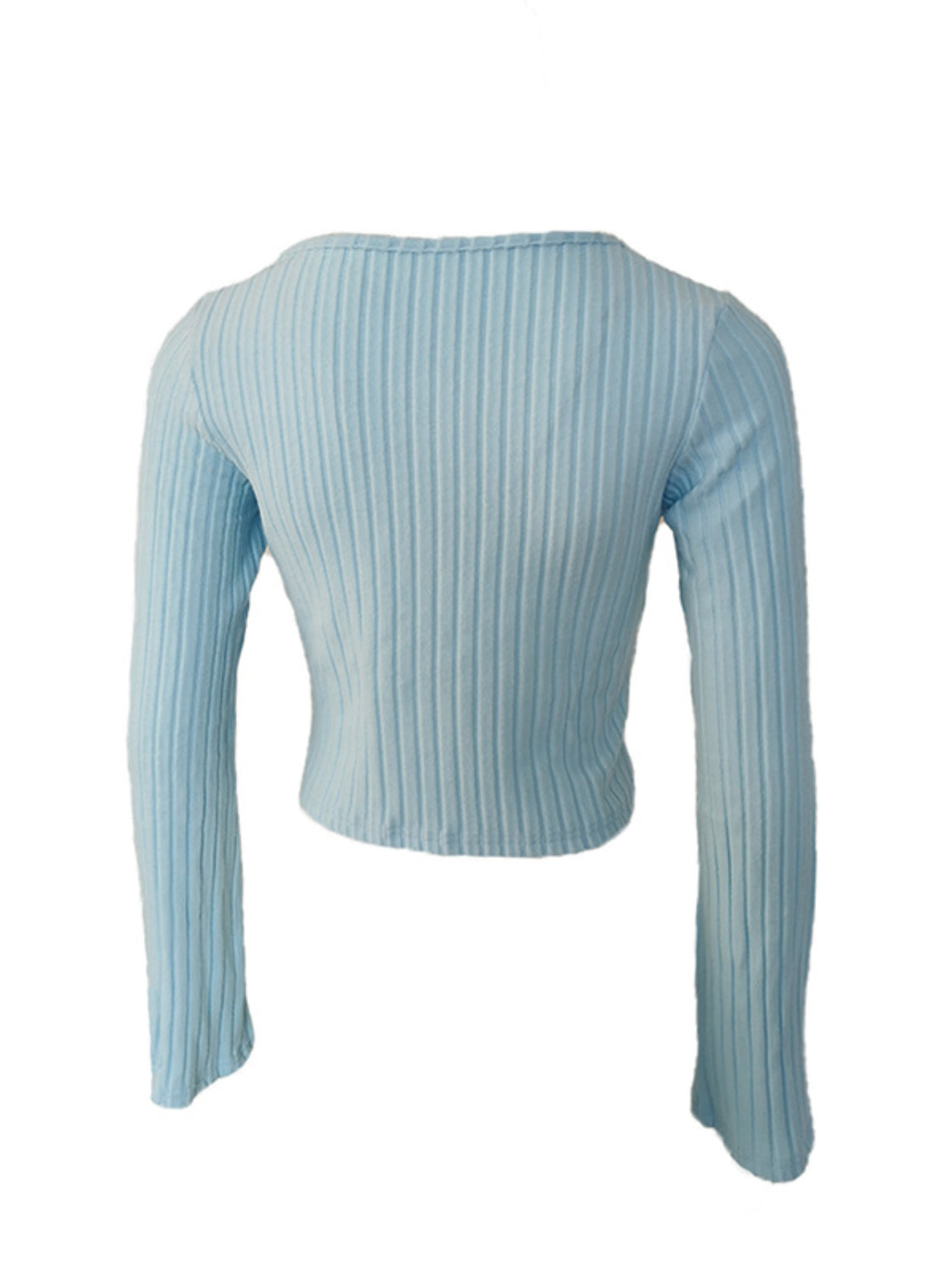 Drawstring Ruched Long Sleeve Ribbed Top - felvior