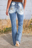 Star Embroidered Bootcut Jeans - felvior