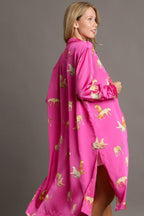 Umgee Full Size Animal Print Button Down Midi Shirt Dress Plus Size