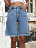 High Waist Denim Shorts - felvior