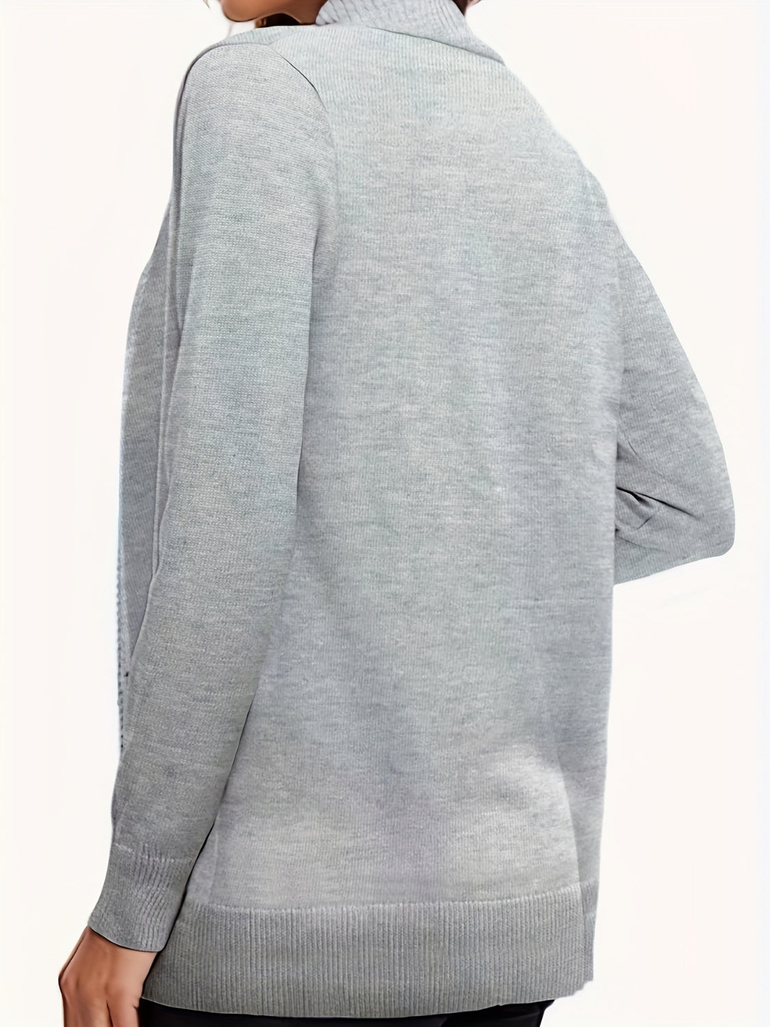Open Front Long Sleeve Sweater Cardigan - felvior