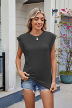Corded Rib Round Neck T-Shirt