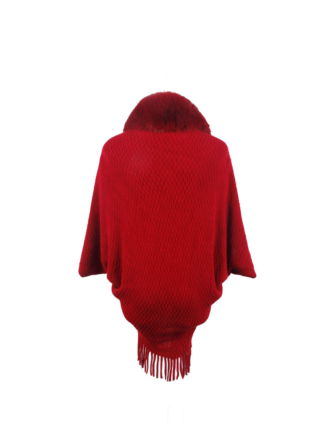 Open Front Fringe Hem Poncho - felvior