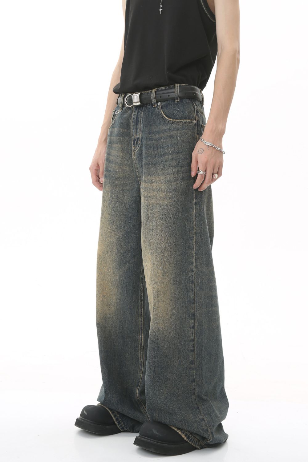 Men's Wide Leg Jeans with Pockets Zweitbild