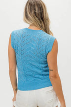 BiBi Chevron Pointelle Pearl Knit Top