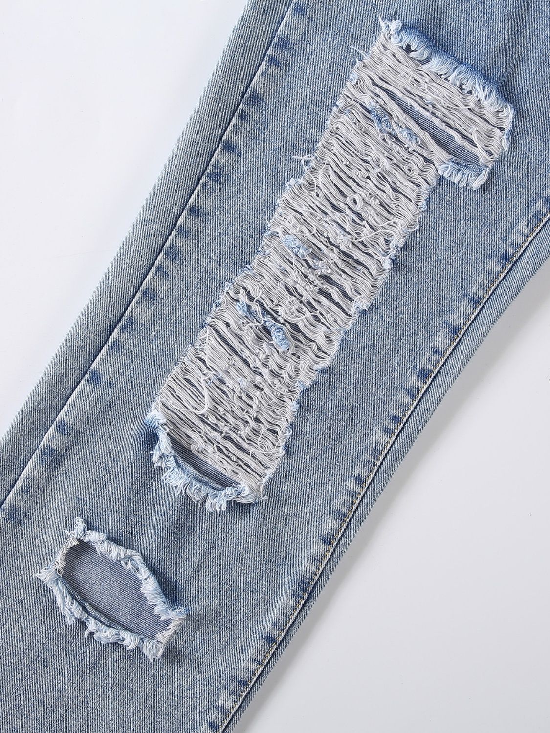 Distressed Raw Hem Jeans - felvior