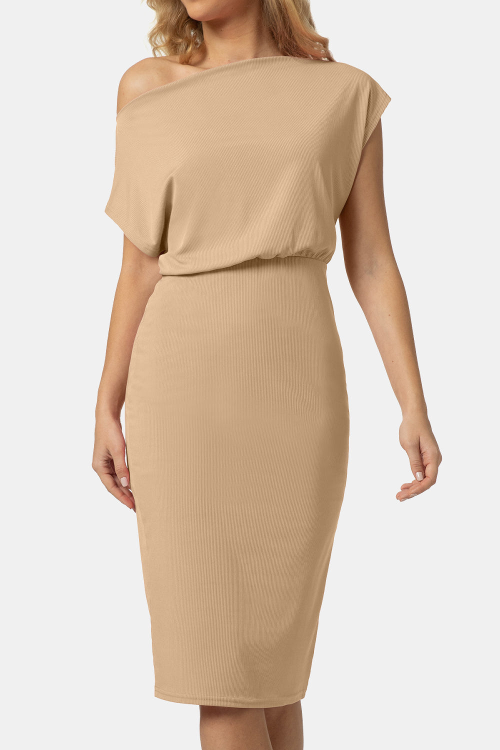 Boat Neck Short Sleeve Knee-Length Dress - felvior