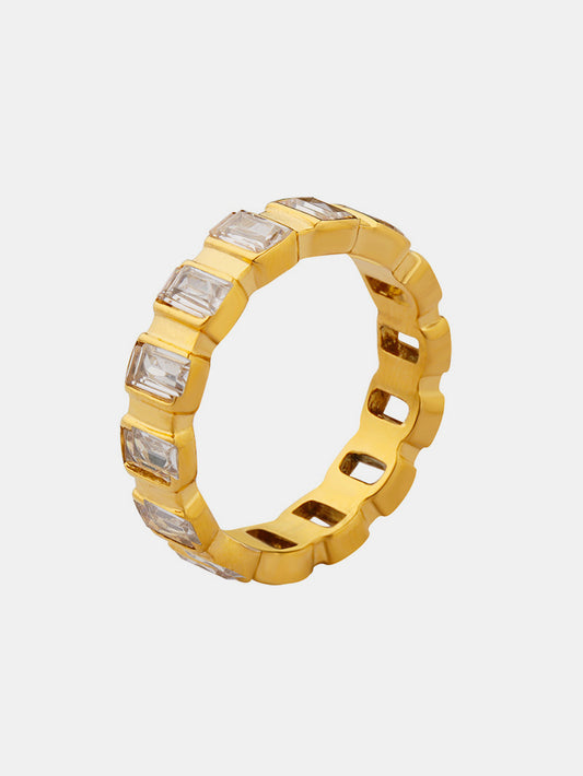 Titanium Steel Inlaid Zircon Ring - felvior