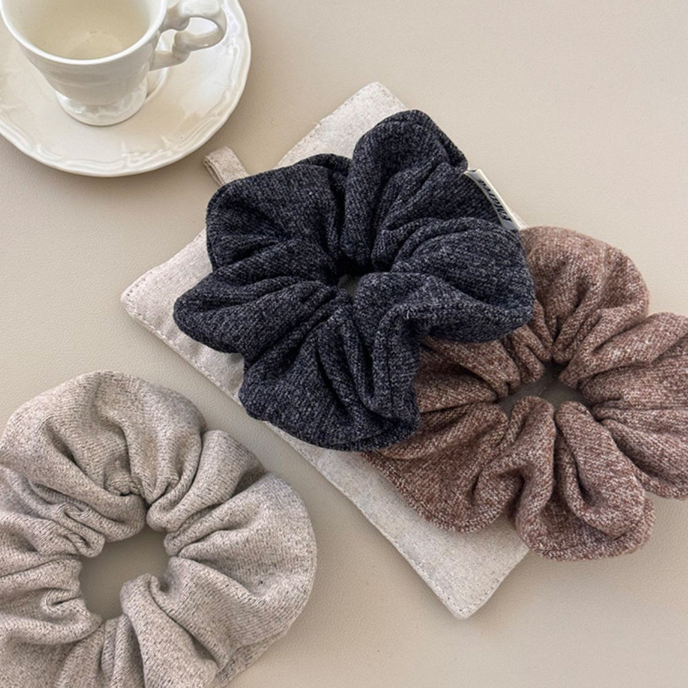 3-Piece Ruched Heathered Elastic Hair Scrunchy - felvior