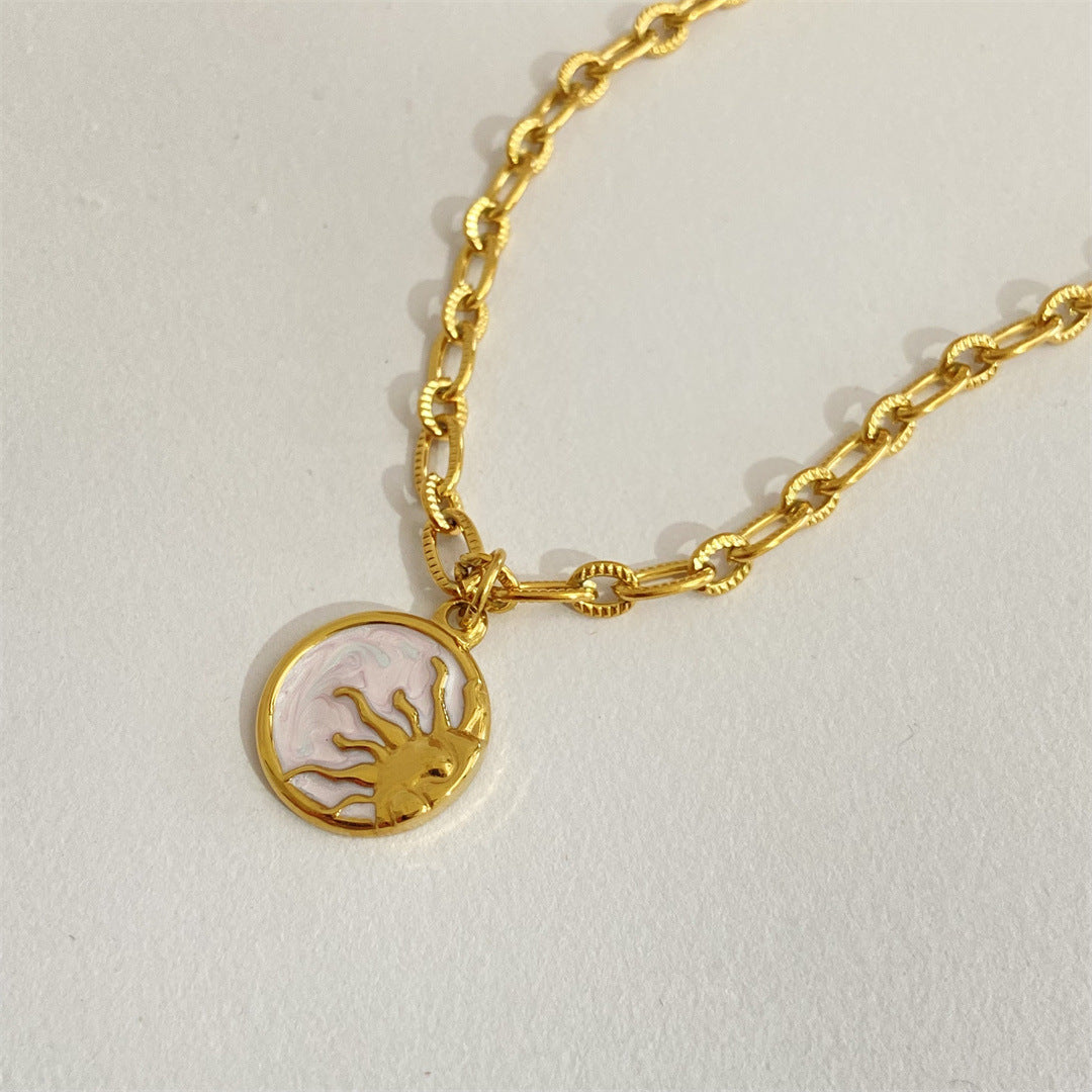 Titanium Steel Sun & Moon Necklace - felvior