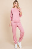 Super Lady Round Neck Raglan Sleeve Top and Drawstring Pants Lounge Set - felvior