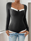 Perfee Ribbed Contrast Long Sleeve Bodysuit