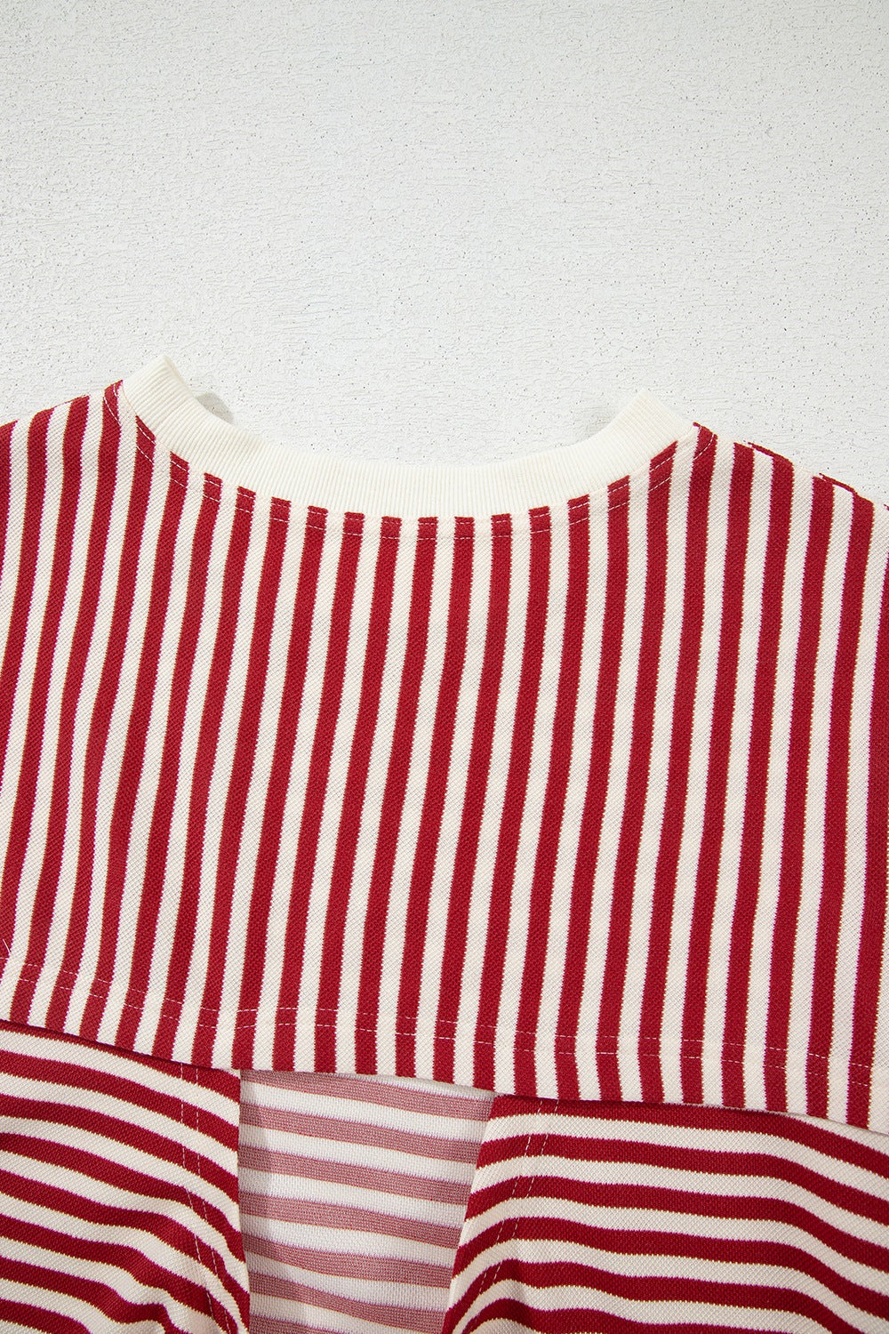 Stripe Bow Decor Cutout Drop Shoulder Top - felvior