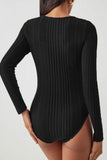 Ribbed Cutout Round Neck Bodysuit - felvior