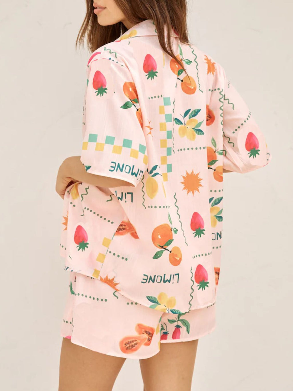 Printed Button Down Shirt and Shorts Set