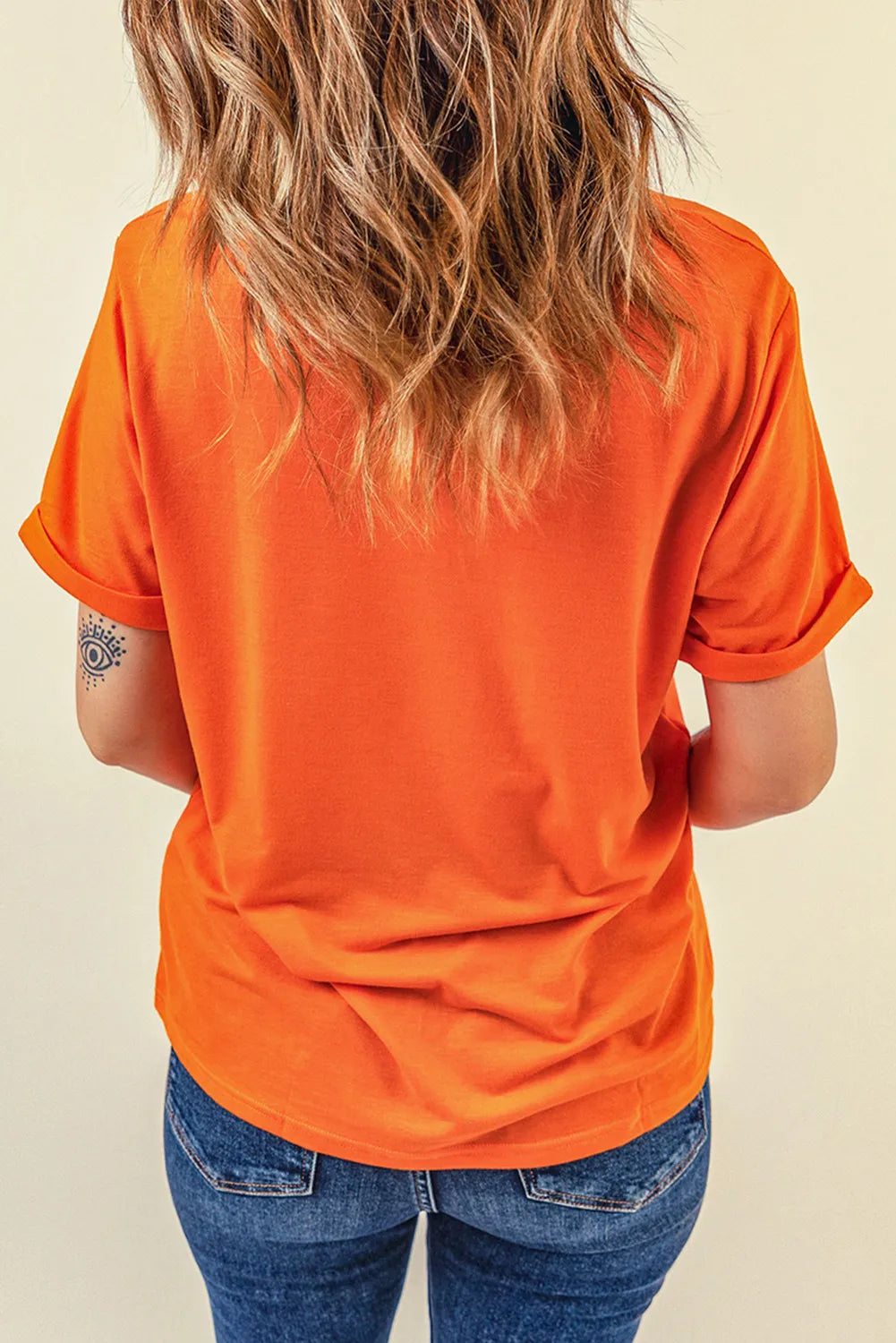 Pumpkin Graphic Round Neck Short Sleeve T-Shirt - felvior