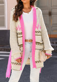 Contrast Tied Open Front Cardigan - felvior