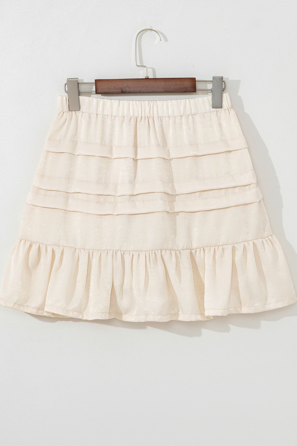 Ruffled Hemline Elastic Waist Mini Skirt - felvior
