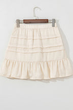 Ruffled Hemline Elastic Waist Mini Skirt