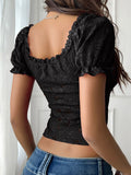 Devine Off-Shoulder Short Sleeve Lace Top