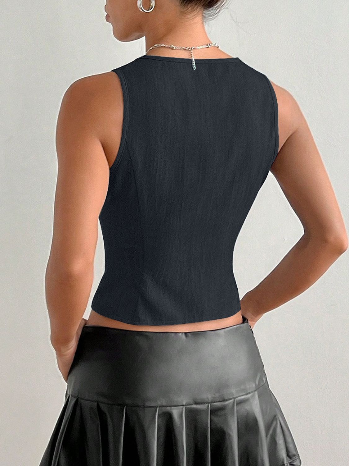 Tied Front V-Neck Tank - felvior