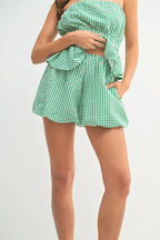 MABLE Gingham Tube Top and Shorts Set