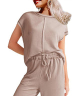 Ribbed Exposed Seam Top and Pants Set