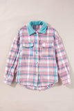 Plaid Collared Neck Flap Pockets Shacket - felvior