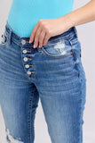 Judy Blue Full Size Button Fly Distressed Jeans with Pockets Plus Size - felvior
