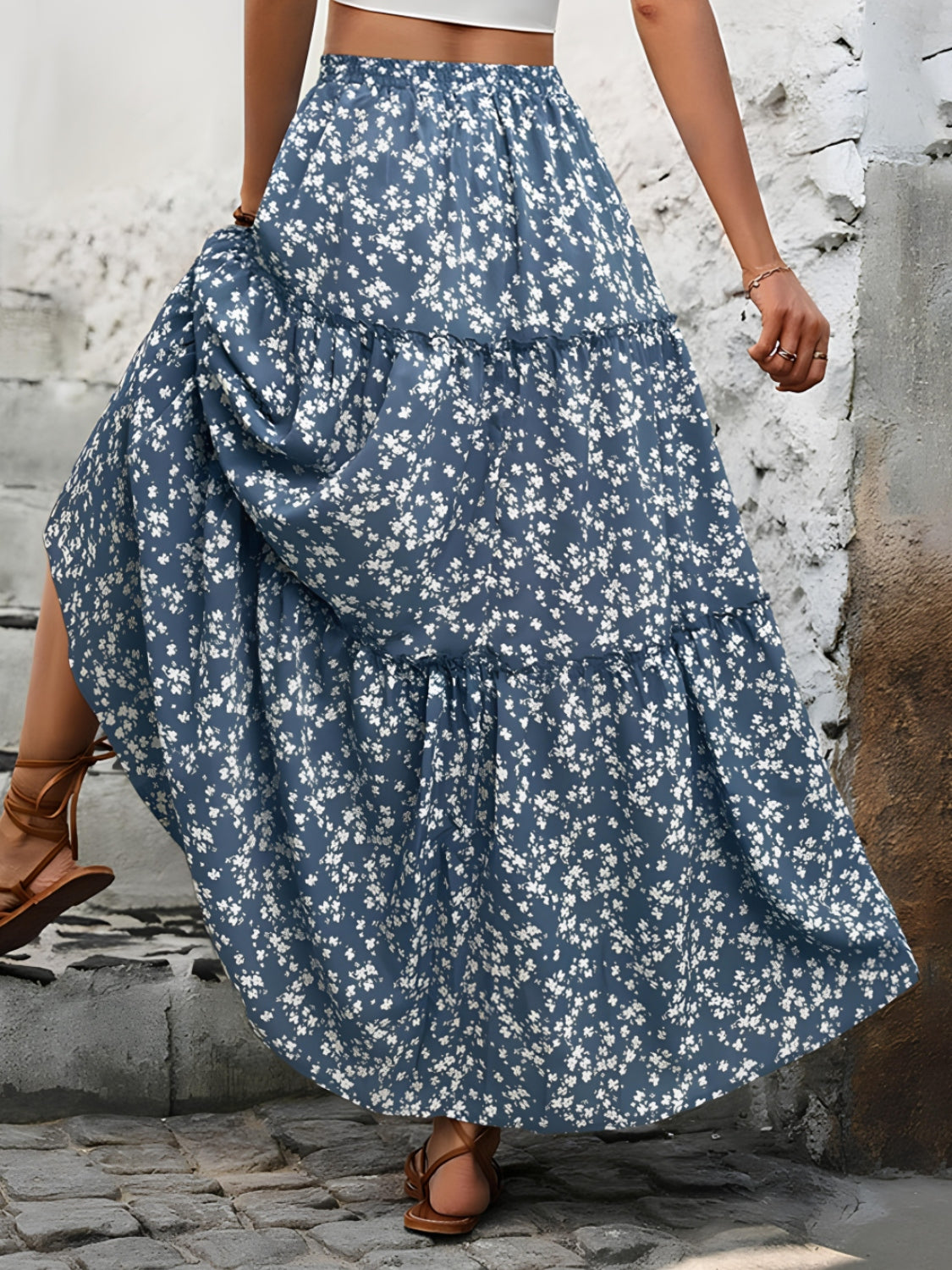 Tiered Floral Maxi Skirt - felvior
