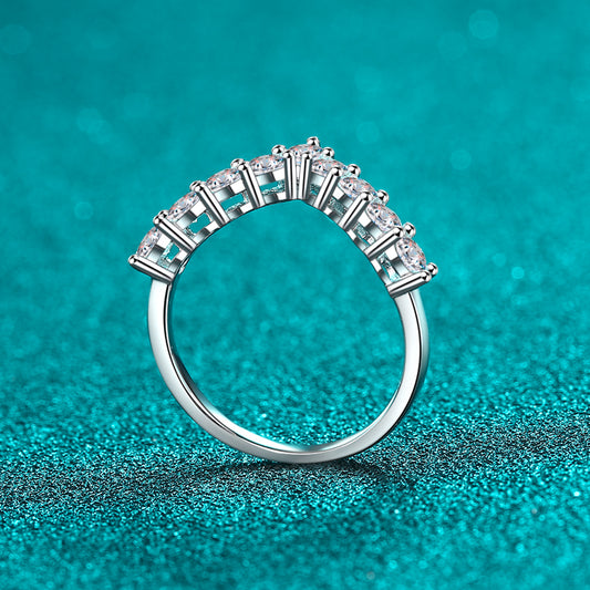 925 Sterling Silver Moissanite V Shape Ring - felvior