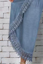 Full Size Lace Detail Wide Leg Pants Plus Size