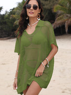 Hollow Out Collared Neck Cover-Up