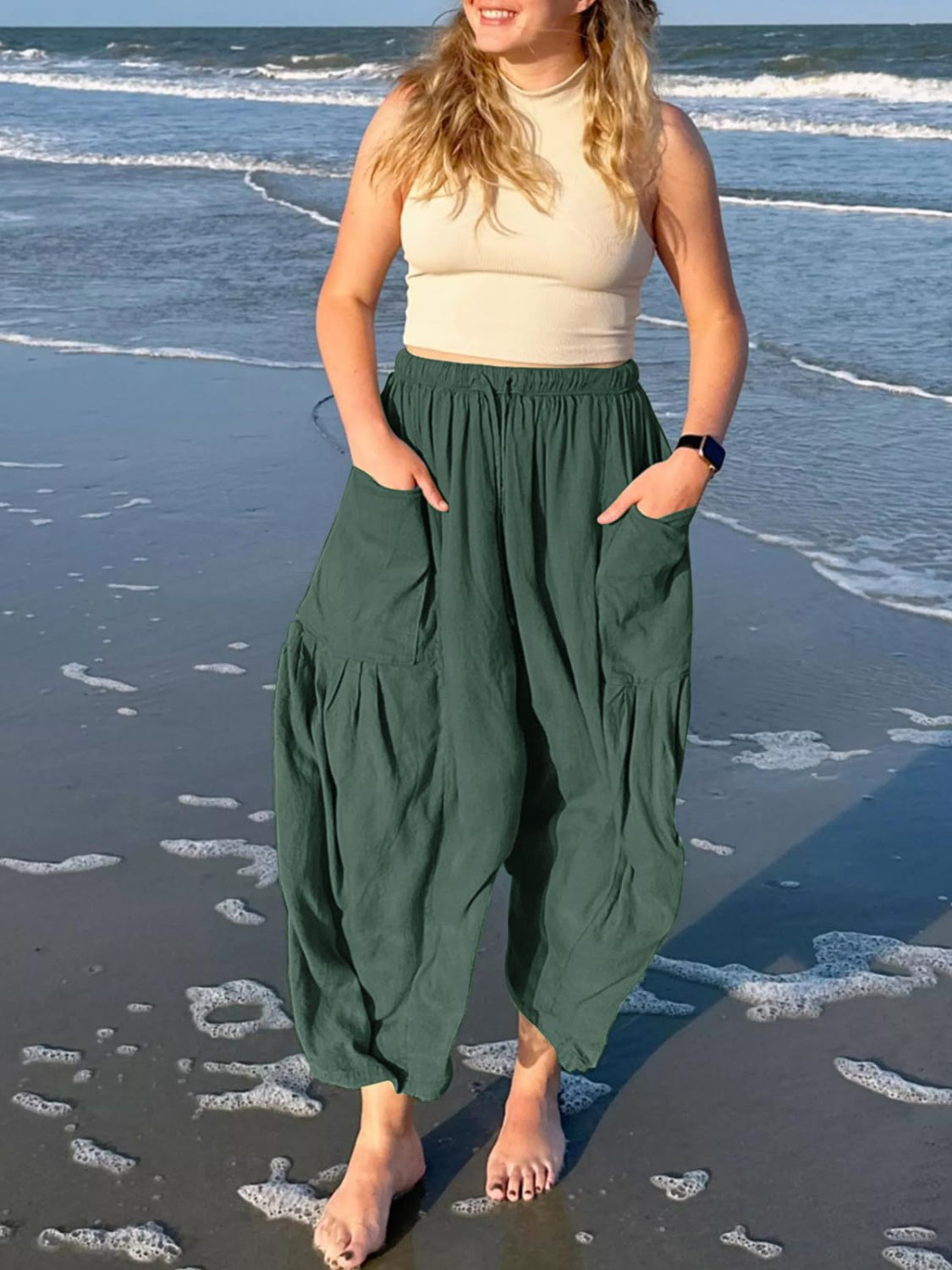 Full Size Drawstring Pants with Pockets Plus Size