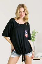 ADORA Sequin US Flag Pocketed Top