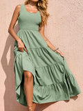 Tiered Smocked Wide Strap Dress - felvior