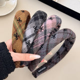 Bow Plaid Polyester Hair Headband - felvior