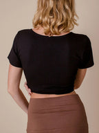 Tied Surplice Short Sleeve Top