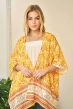 Davi & Dani Floral Printed Short Sleeve Loose Fit Kimono Cover Up