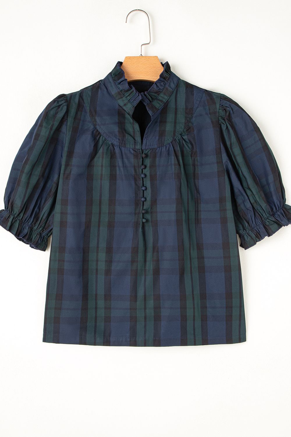 Puff Sleeve Frilled Trim Elegant Blouse - felvior