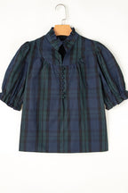 Puff Sleeve Frilled Trim Elegant Blouse