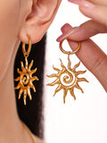 18K Gold-Plated Sun Necklace and Earrings 2 Piece Jewelry Set - felvior