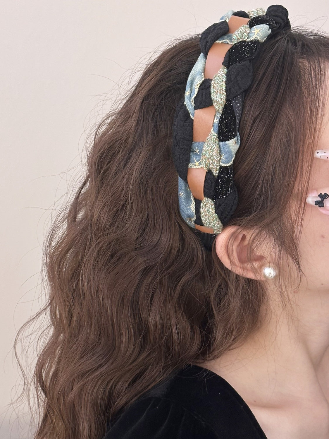 Denim Braided Wide Headband - felvior
