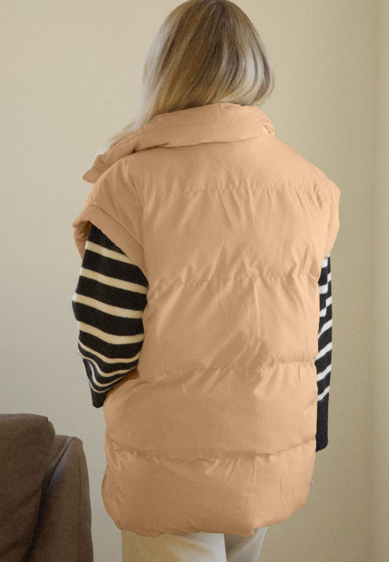 Zip Up Vest Coat with Pockets - felvior