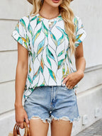 Printed Round Neck Short Sleeve Top