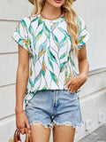 Printed Round Neck Short Sleeve Top