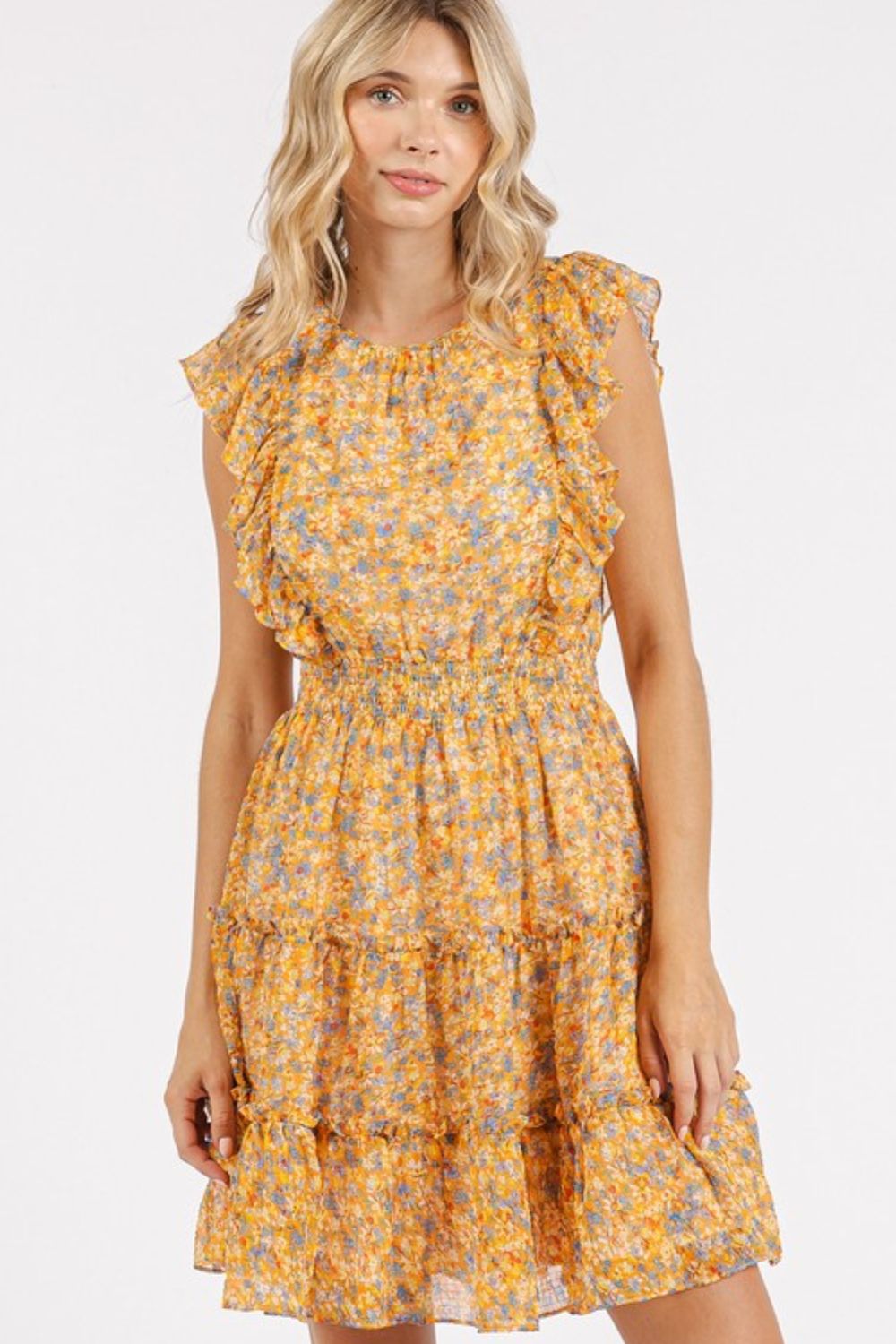 Mittoshop Ditsy Floral Print Ruffle Chiffon Mini Dress - felvior